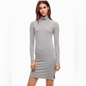 🩶 WILFRED FREE (ARITZIA) Grey Marial Mini Sweater Dress. Size XS. Long Sleeved